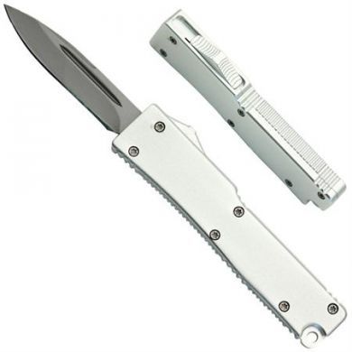 small silver OTF switchblade pocket knife t2799333
