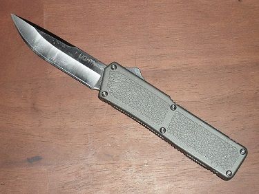 Lightning Grey D/A OTF Automatic Knife Plain Silver Blade